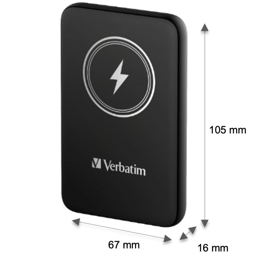 Verbatim Charge 'n' Go Magnetic Wireless Power Bank 5000 mAh Black