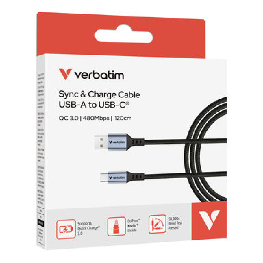 Verbatim Sync & Charge USB A to C 18W 120 cm