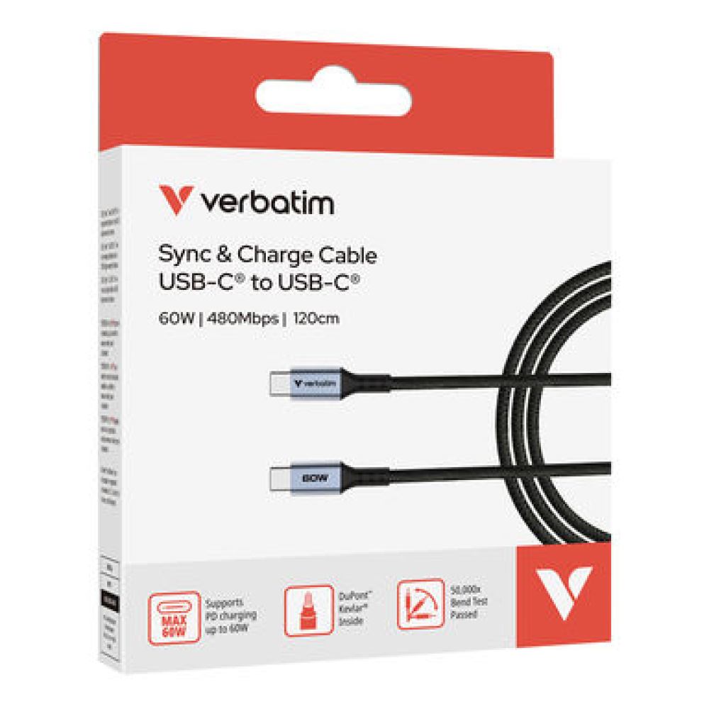 Verbatim Sync & Charge USB C to USB C 60W 120 cm