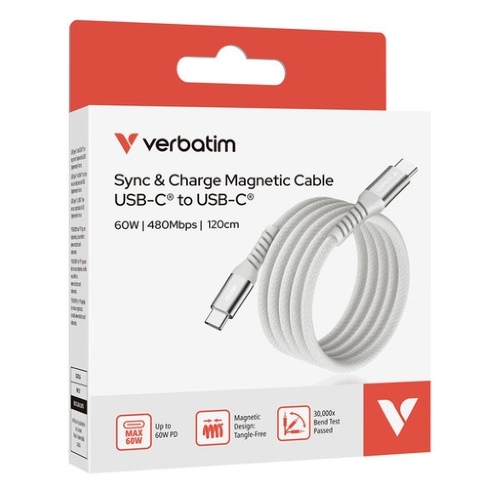 Verbatim Sync & Charge USB C to USB C 60W Magnetic 120 cm - Grey