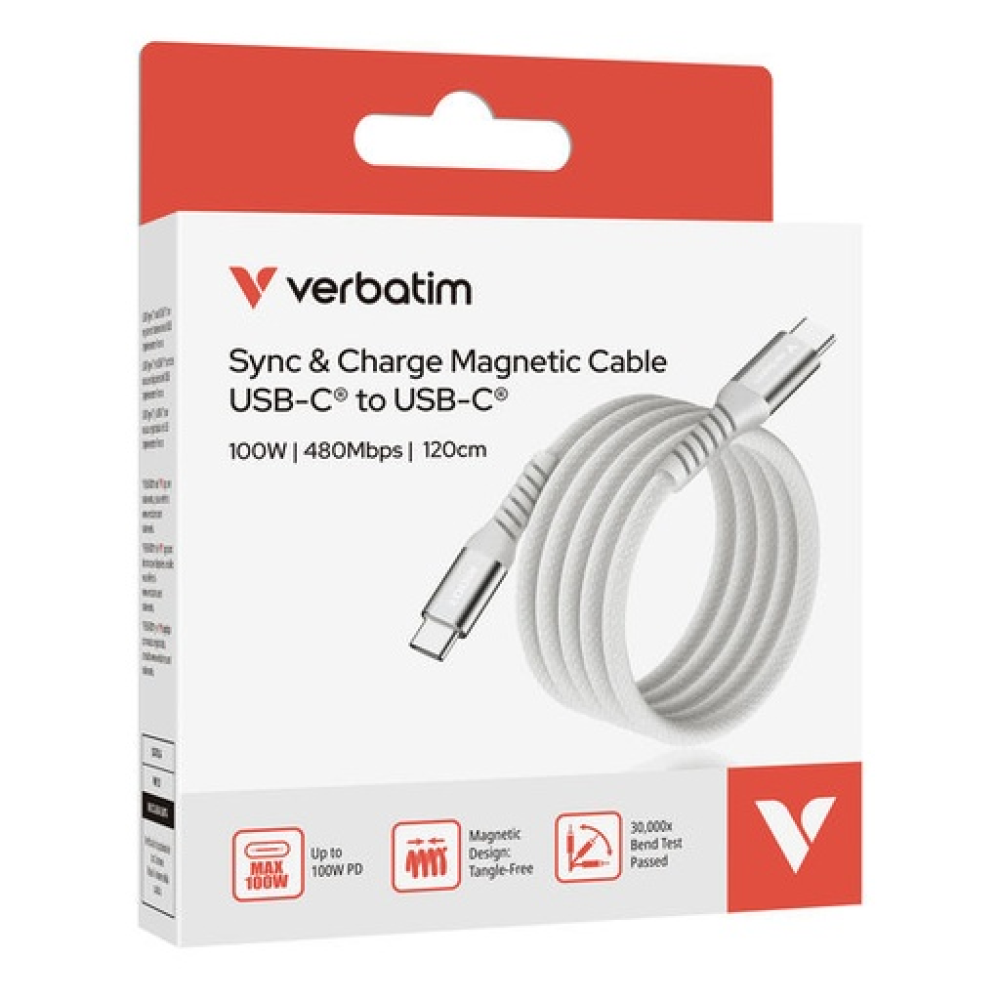 Verbatim Sync & Charge USB C to USB C 100W Magnetic 120 cm - Grey