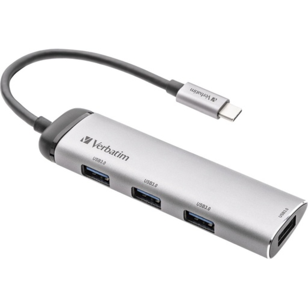 Verbatim V7 USB 3.0 Hub 4 Θυρών με σύνδεση USB-C Ασημί