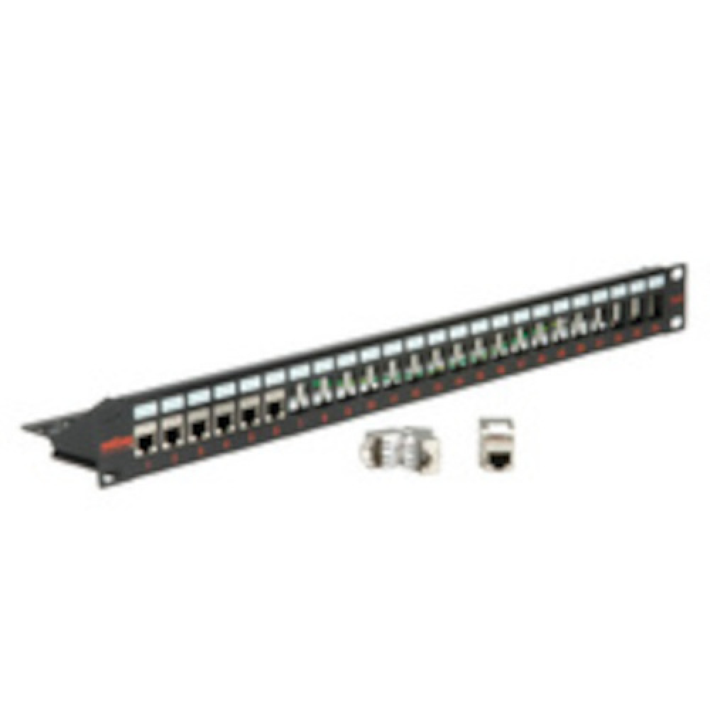 PATCHPANEL MODULE FRAME CAT.5/6/6A 1U 24PORTS SHIELDED BLACK