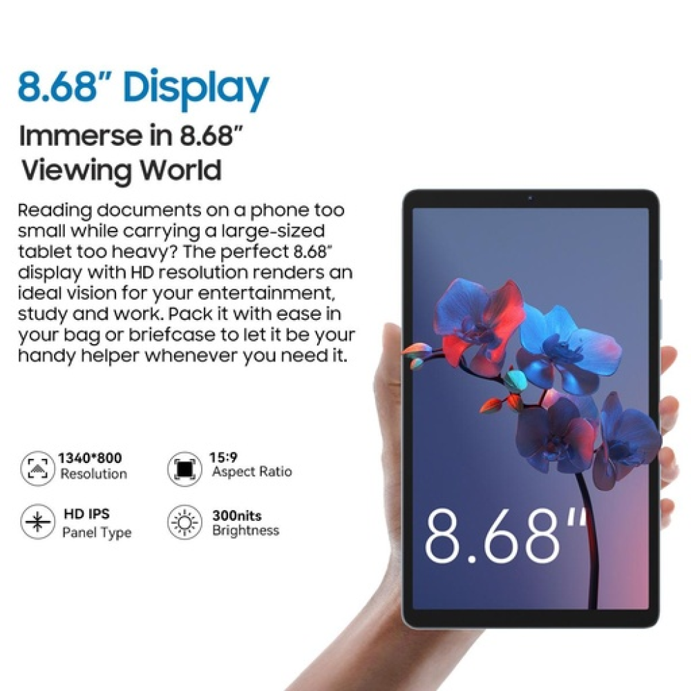 BlackView Tab 60 8.68" με WiFi & 4G (6GB/128GB) Space Grey