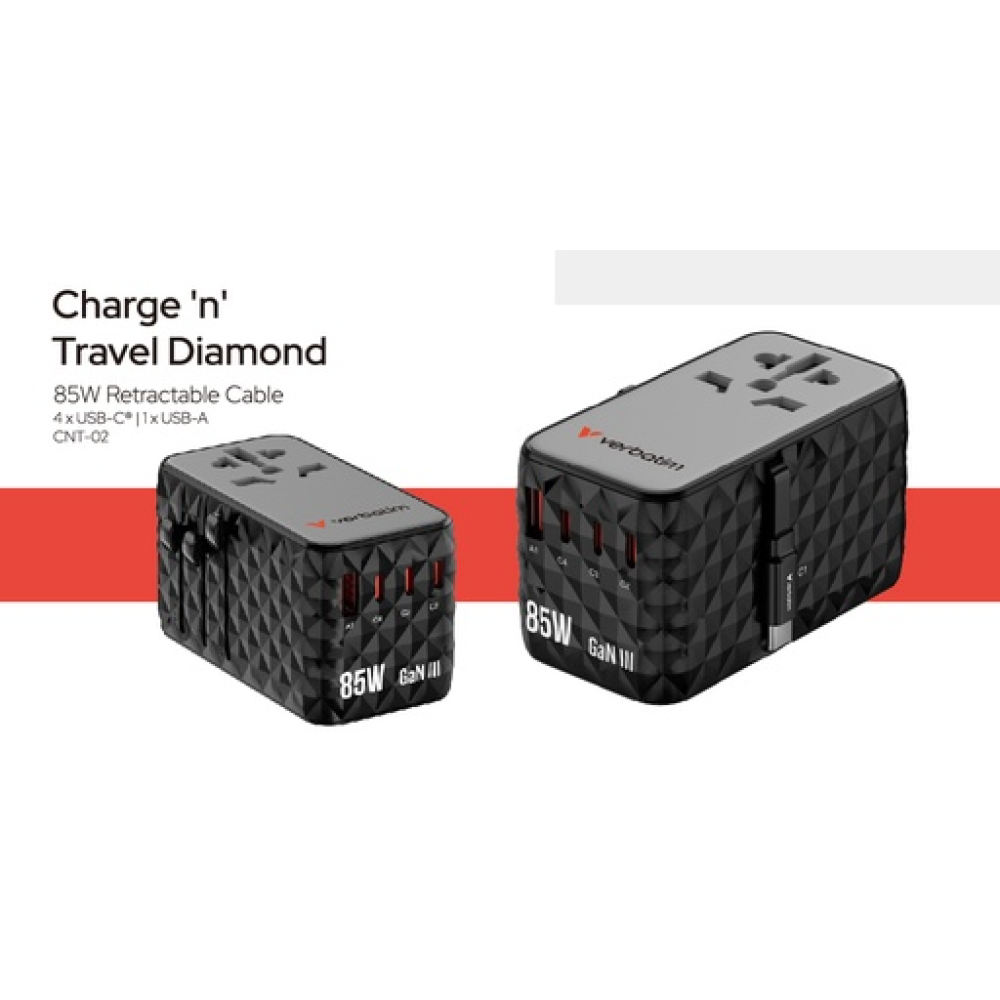 Verbatim Charge 'n' Travel Diamond 85W Retractable Cable CNT-02