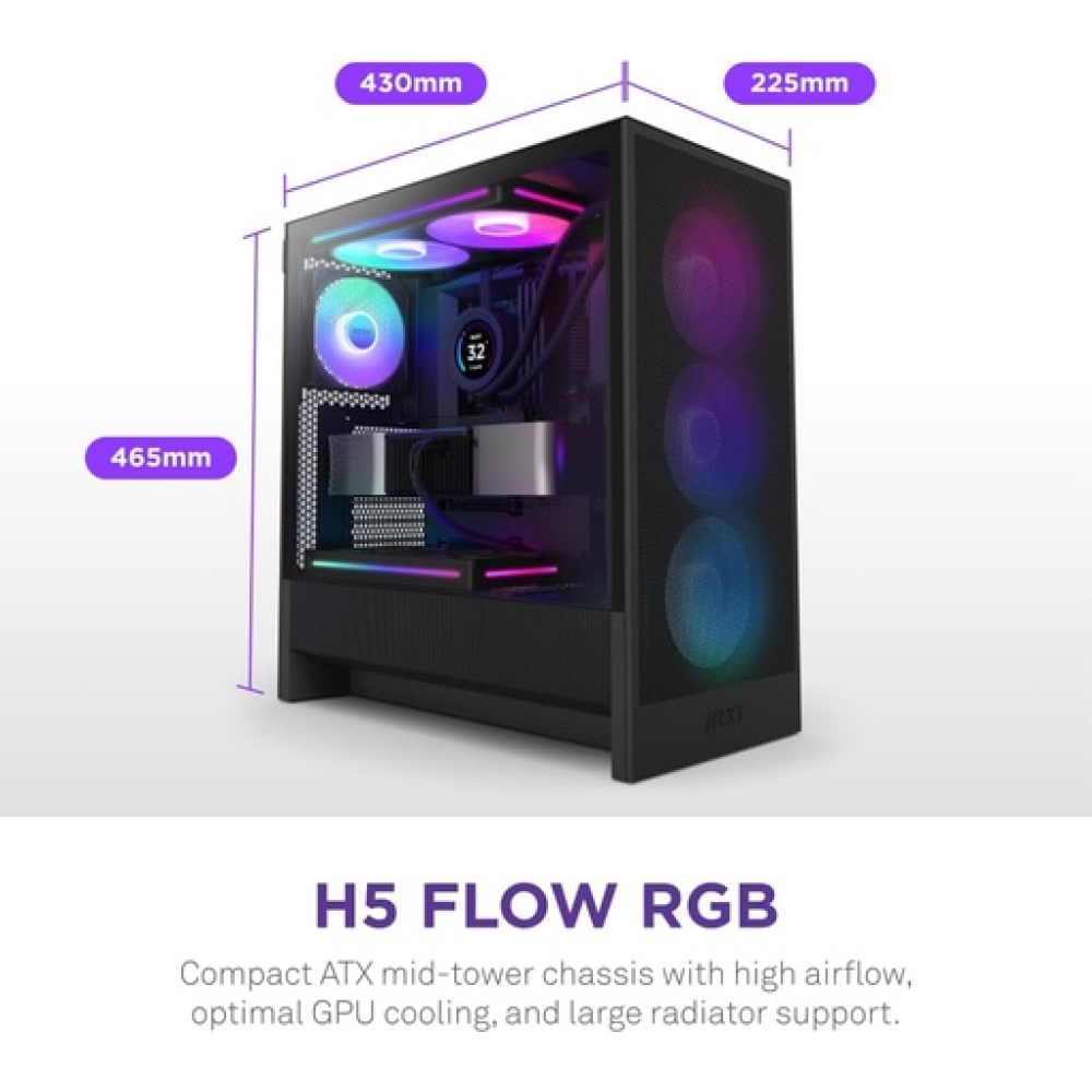 H Series H5 (2024) Flow RGB Edition ATX Mid Tower Chassis Black Color