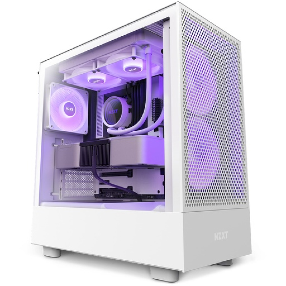 NZXT H5 Flow Midi Tower Κουτί Υπολογιστή με Πλαϊνό Παράθυρο και RGB Φωτισμό Λευκό