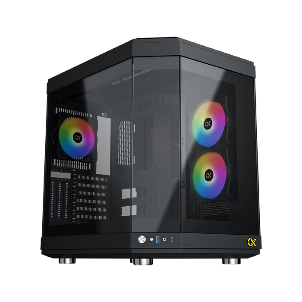 Xigmatek Cubi Black , 6x προ-εγκατεστημένα RGB FANS , Full Tempered glass