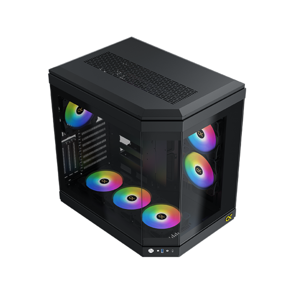 Xigmatek Cubi Black , 6x προ-εγκατεστημένα RGB FANS , Full Tempered glass