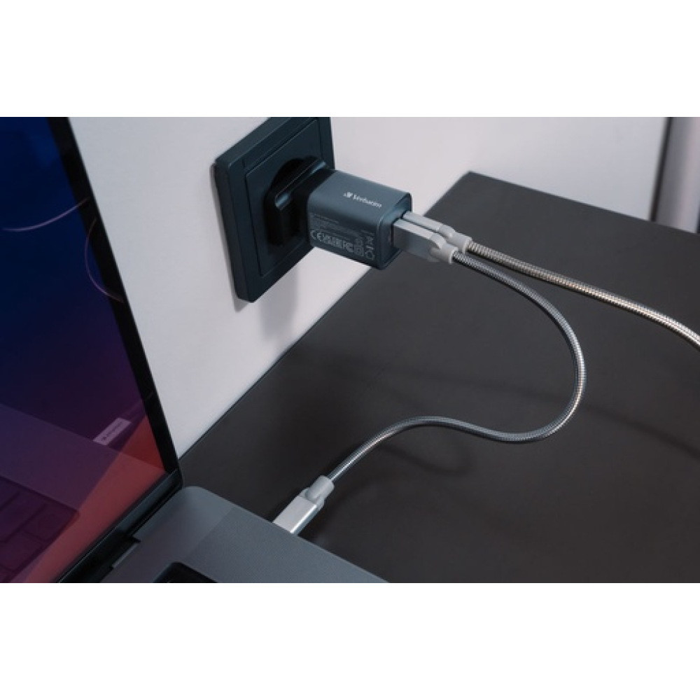 Verbatim GaN USB-A και USB-C 35W Power Delivery / Quick Charge 3.0 Gray 