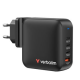 VERBATIM Mini GaN Charger 165W 4 Port US plug with EU and UK adaptors