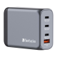 Verbatim GaN USB-A και 3 Θύρες USB-C 100W Power Delivery / Quick Charge 3.0 Gray 