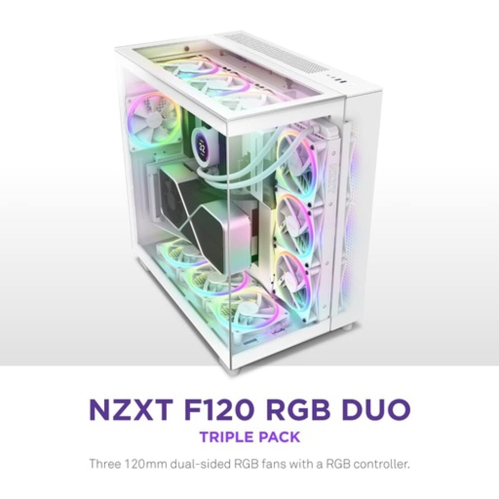 NZXT F120 RGB Duo Triple Pack White