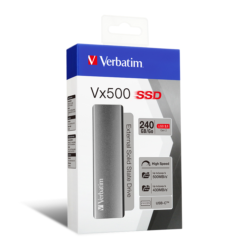 Verbatim Vx500 USB 3.1 / USB-C Εξωτερικός SSD 2T M.2 Ασημί